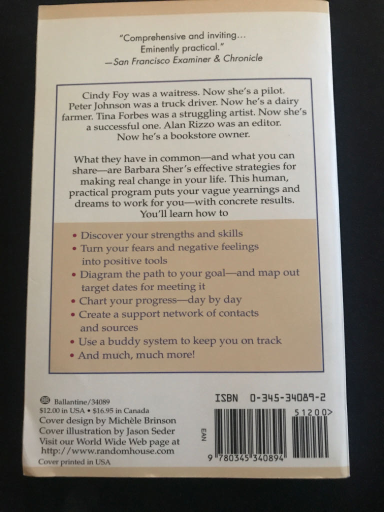 Wishcraft How To Get What You Really Want - Barbara Sher (Ballantine Books - Paperback) book collectible [Barcode 9780345340894] - Main Image 2