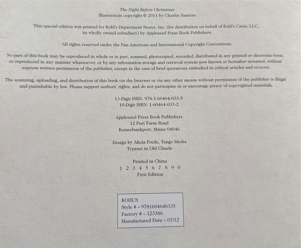 The Night Before Christmas - Clement C. Moore (Appleseed Press - Hardcover) book collectible [Barcode 9781604640335] - Main Image 3