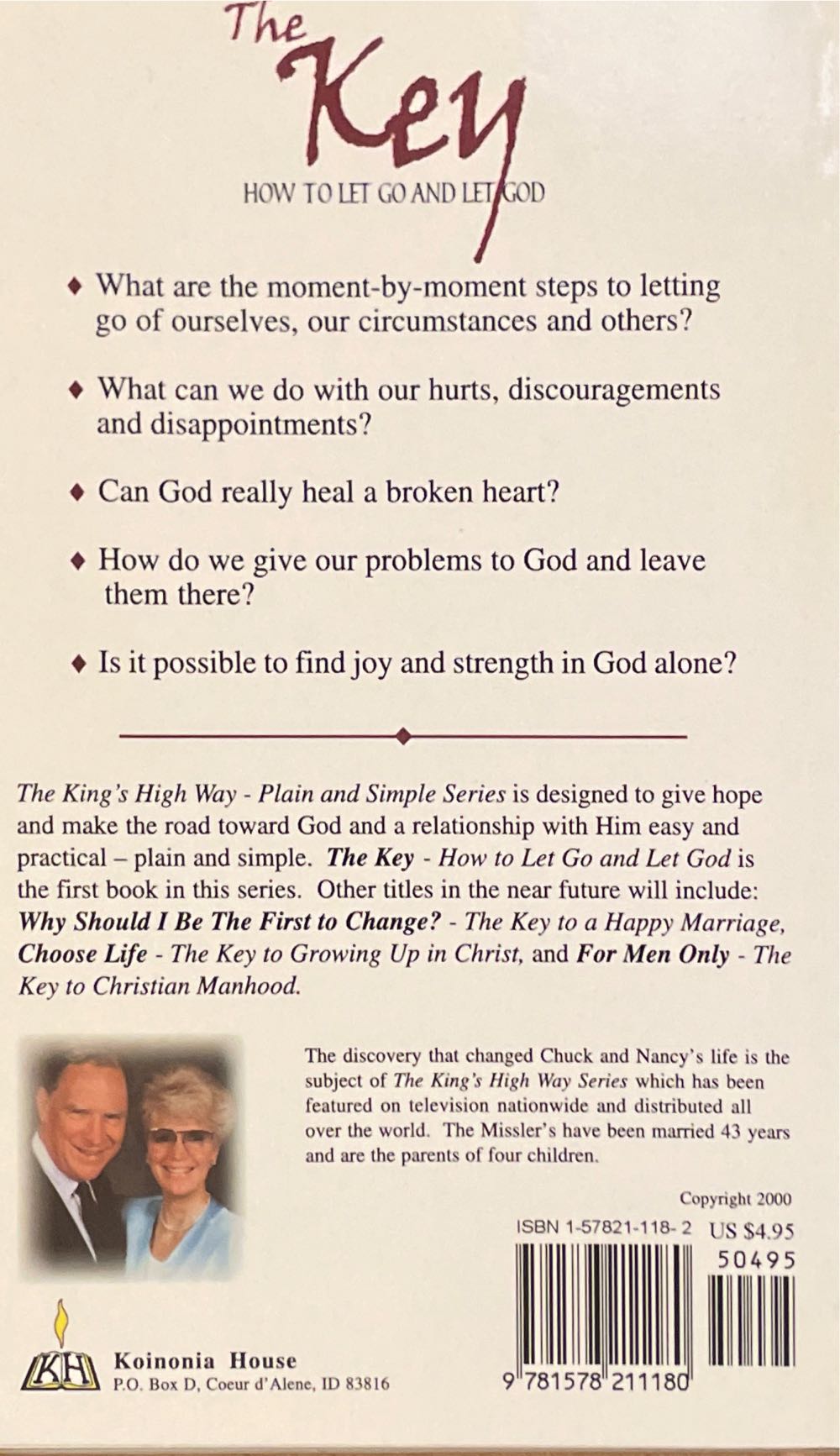 The Key - Chuck & Nancy Missler (Koinonia House) book collectible [Barcode 9781578211180] - Main Image 2