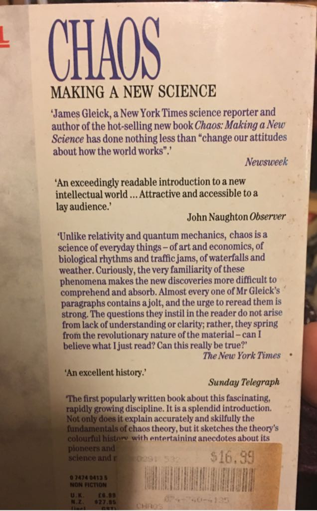 Chaos - James Gleick (Cardinal - Paperback) book collectible [Barcode 9780747404132] - Main Image 2