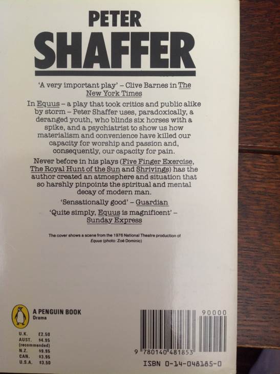 Equus - Peter Shaffer (Penguin Plays - Paperback) book collectible [Barcode 9780140481853] - Main Image 2