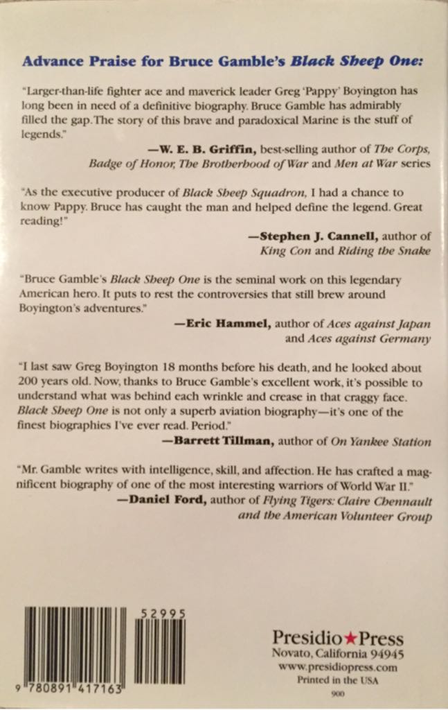 Black Sheep One - Bruce Gamble (Presidio Press - Hardcover) book collectible [Barcode 9780891417163] - Main Image 2