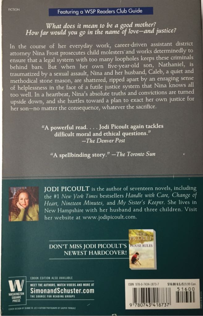 Perfect Match - Jodi Picoult (Washington Square Press, a division of Simon & Schuster, Inc. - Paperback) book collectible [Barcode 9780743418737] - Main Image 2