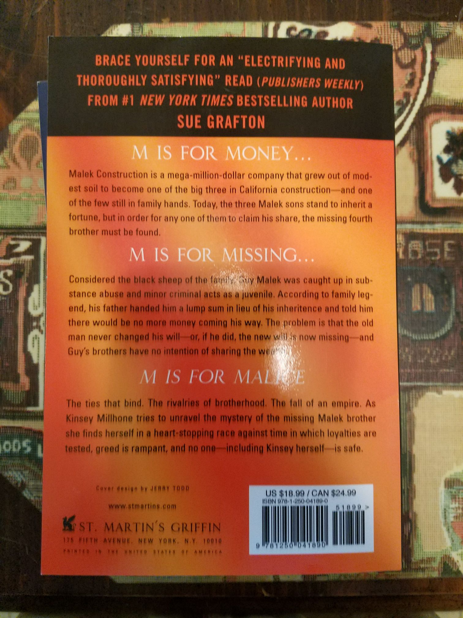 "M” Is For Malice  (St. Martin’s Griffin - Trade Paperback) book collectible [Barcode 9781250041890] - Main Image 2