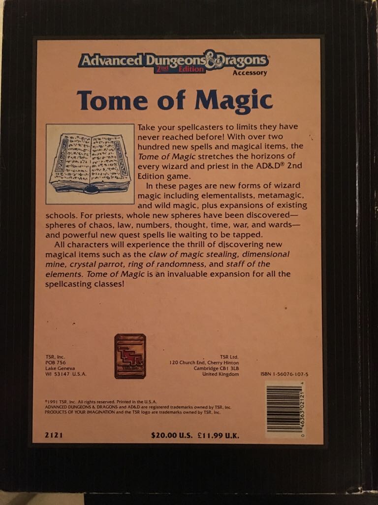 AD&D 2e: Tome of Magic - Christopher Kubasik (TSR, Inc. - Hardcover) book collectible [Barcode 9781560761075] - Main Image 2