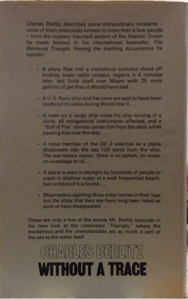 Without A Trace - Charles Berlitz (Souvenir Press Ltd - Hardcover) book collectible - Main Image 2