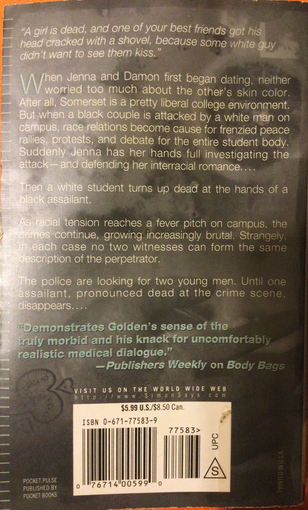 Skin Deep (Body of Evidence #6) - Christopher Golden (Pocket Pulse - Paperback) book collectible [Barcode 9780671775834] - Main Image 2