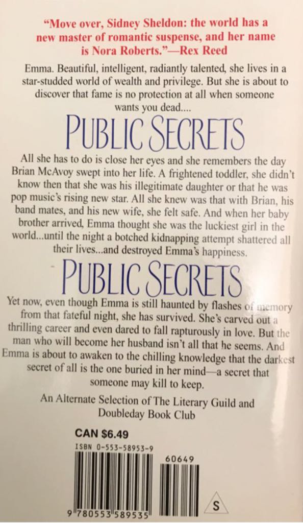 Public Secrets - Nora Roberts (Bantam Dell - Paperback) book collectible [Barcode 9780553589535] - Main Image 2