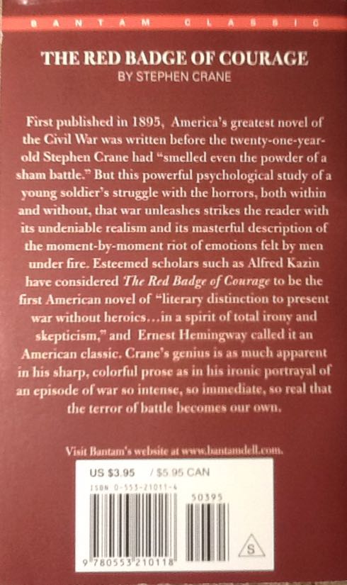 The Red Badge of Courage - Stephen Crane (Bantam Books - Paperback) book collectible [Barcode 9780553210118] - Main Image 2