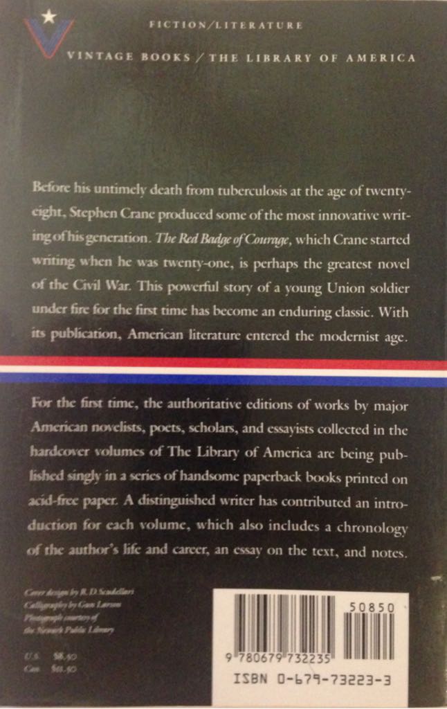 The Red Badge Of Courage - Stephen Crane (Vintage Books - Paperback) book collectible [Barcode 9780679732235] - Main Image 2