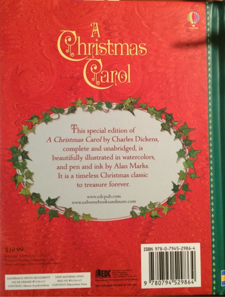 A Christmas Carol - Charles Dickens (EDC Publishing in the US / for Usborne - Hardcover) book collectible [Barcode 9780794529864] - Main Image 2