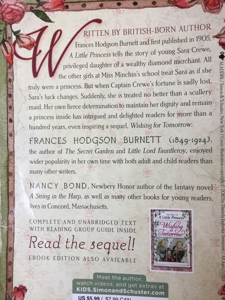 A Little Princess - Frances Hodgson Burnett book collectible [Barcode 9781442402928] - Main Image 2