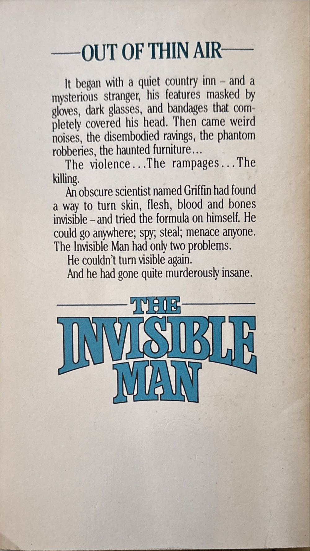 The Invisible Man - H.G. Wells (Aerie Books Ltd. - Paperback) book collectible [Barcode 9780812504675] - Main Image 2