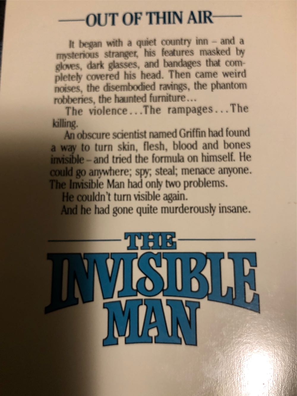 The Invisible Man - H.G. Wells (Aerie) book collectible [Barcode 9781559020015] - Main Image 2
