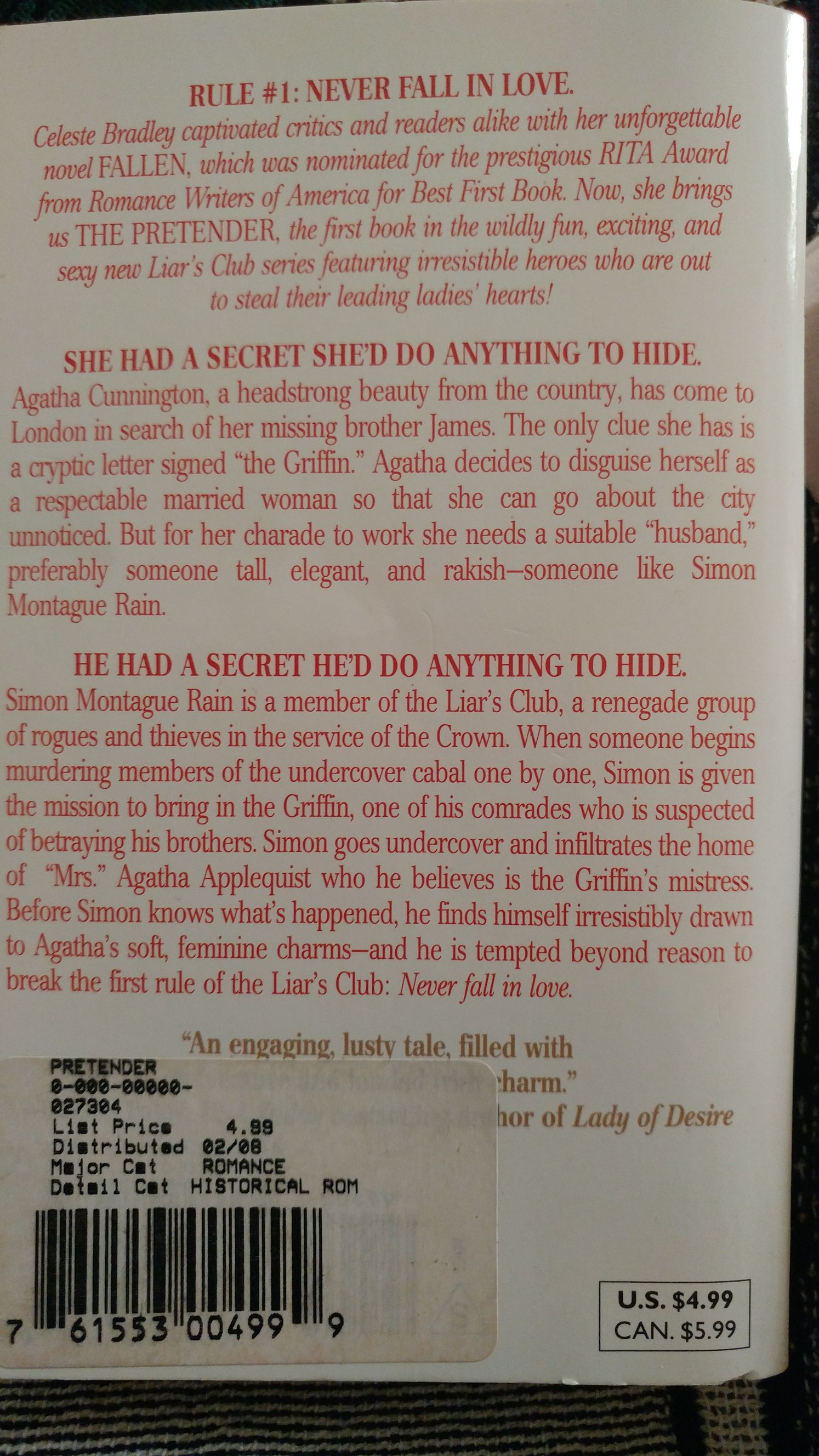 The Pretender - Celeste. LC Bradley (St. Martin’s Paperbacks - Paperback) book collectible [Barcode 9780312946005] - Main Image 2