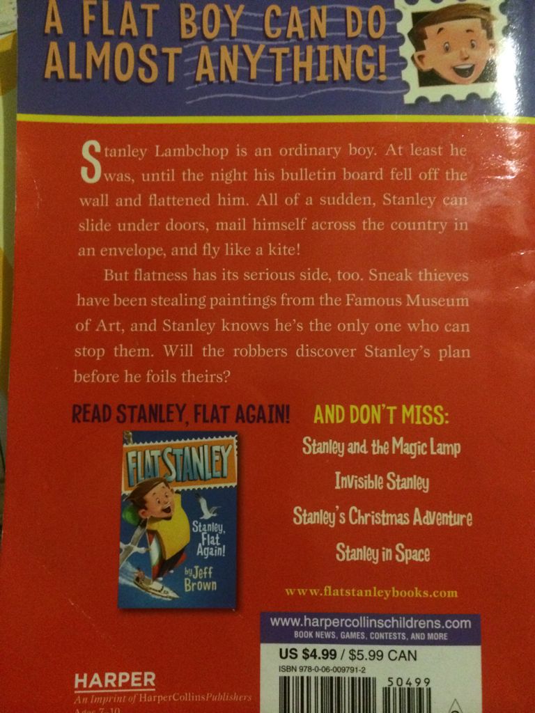 Flat Stanley #1 - Jeff brown (HarperCollins - Paperback) book collectible [Barcode 9780060097912] - Main Image 2