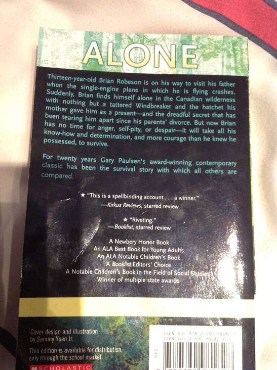 Hatchet - Gary Paulsen (Scholastic Inc. - Paperback) book collectible [Barcode 9780590981828] - Main Image 2