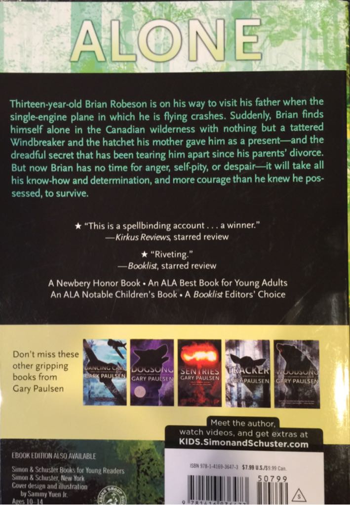 Hatchet - Gary Paulsen (Simon & Schuster - Paperback) book collectible [Barcode 9781416936473] - Main Image 2