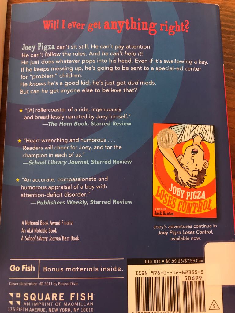 Joey Pigza Swallowed The Key - Alvin Schwartz (Macmillan - Paperback) book collectible [Barcode 9780312623555] - Main Image 2