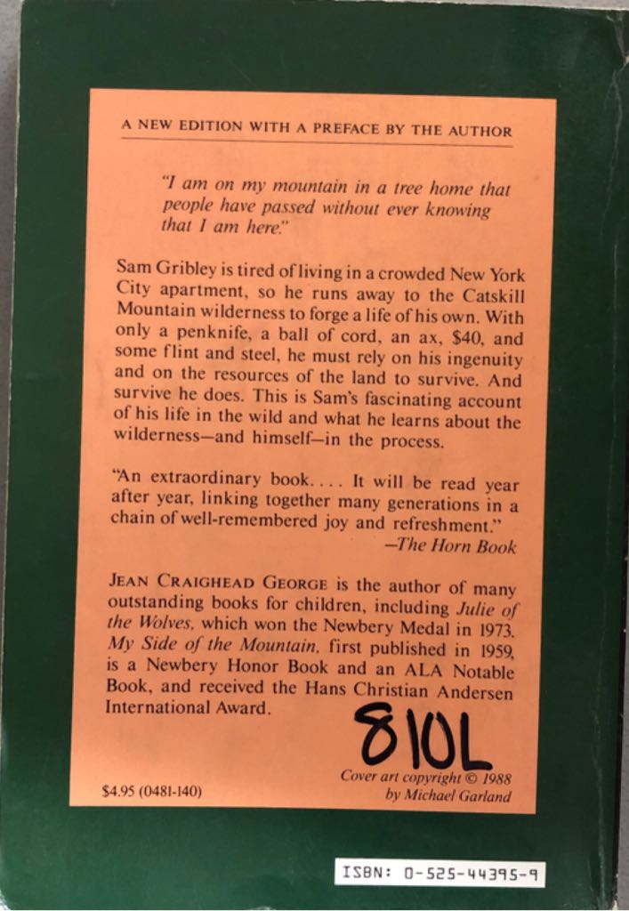 My Side Of The Mountain - Jean Craighead George (Puffin - Library Binding) book collectible [Barcode 9780525443957] - Main Image 2