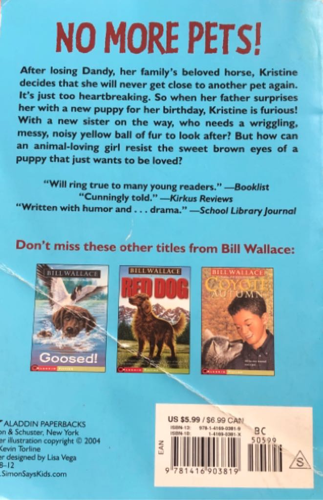 No Dogs Allowed! - Bill Wallace (Aladdin - Paperback) book collectible [Barcode 9781416903819] - Main Image 2