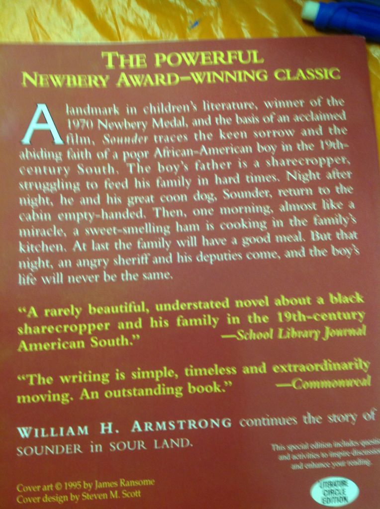 Sounder - William H. Armstrong (Scholastic, Inc. - Paperback) book collectible [Barcode 9780439217873] - Main Image 2