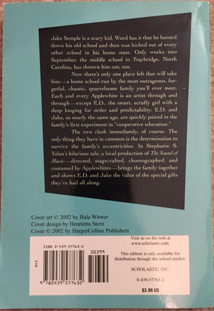 Surviving The Applewhites - Stephanie S. Tolan (Scholastic Inc - Paperback) book collectible [Barcode 9780439577632] - Main Image 2