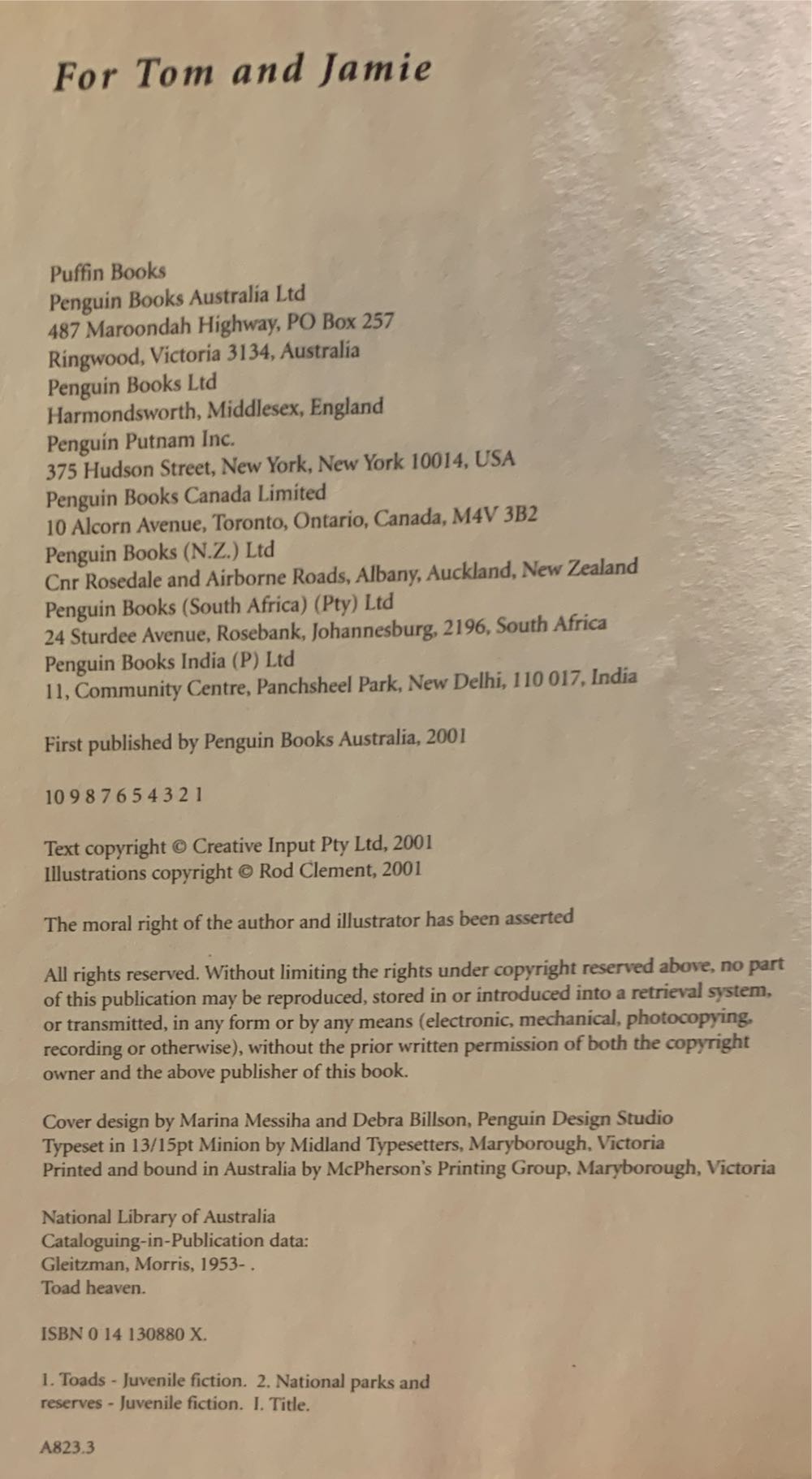 Toad Heaven - Morris Gleitzman (Penguin Books Australia Ltd - Paperback) book collectible [Barcode 9780141308807] - Main Image 3