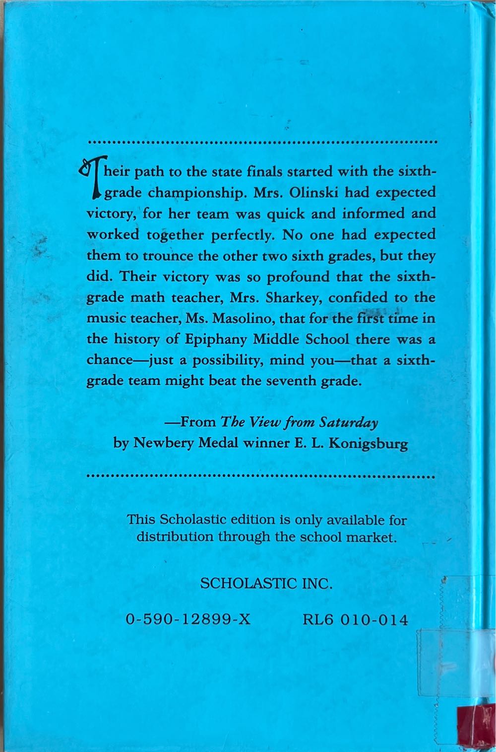 The View From Saturday - E. L. (- Hardcover) book collectible [Barcode 9780590129008] - Main Image 2