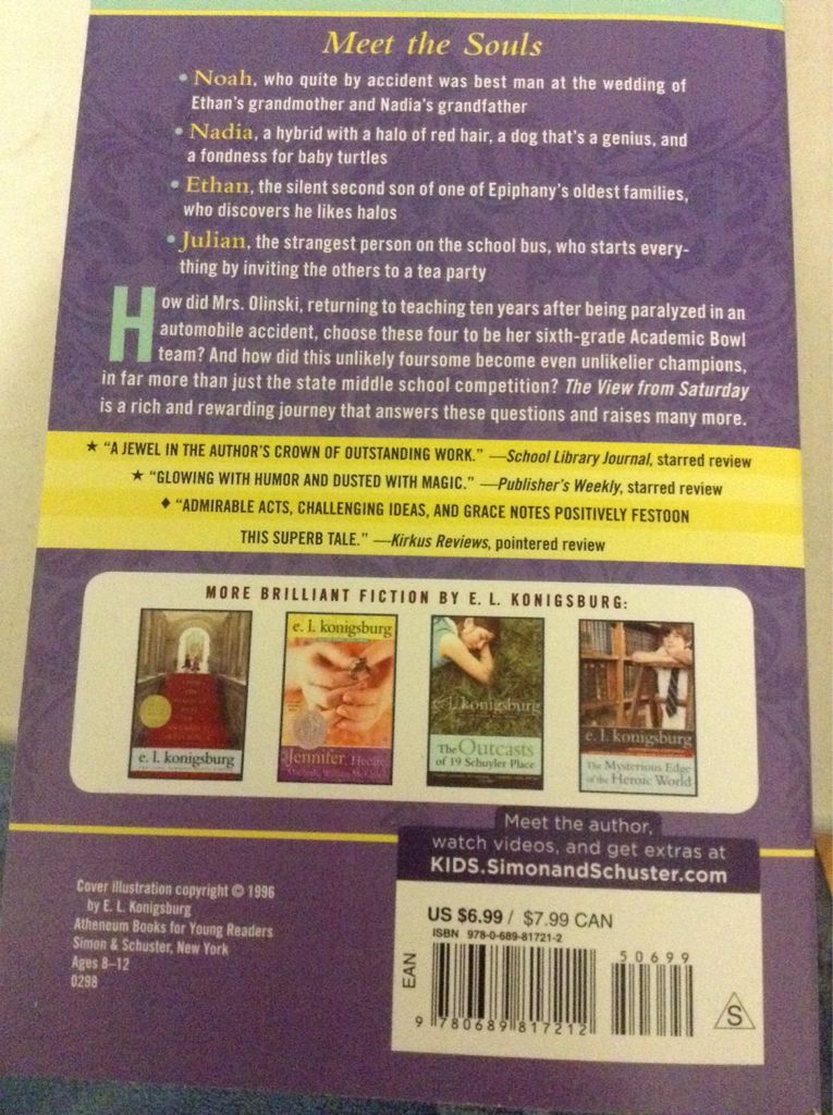 The View From Saturday - E. L. Konigsburg (Aladdin Paperbacks - Paperback) book collectible [Barcode 9780689817212] - Main Image 2