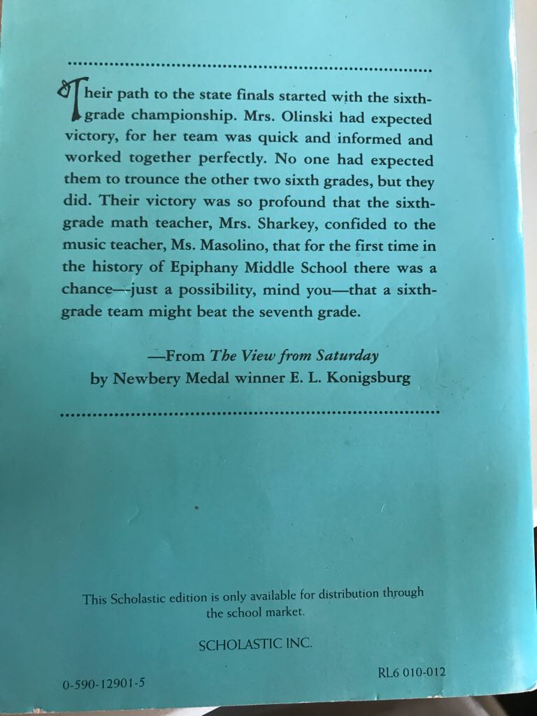 The View From Saturday - E.L. Konigsburg (Paperback) book collectible - Main Image 2