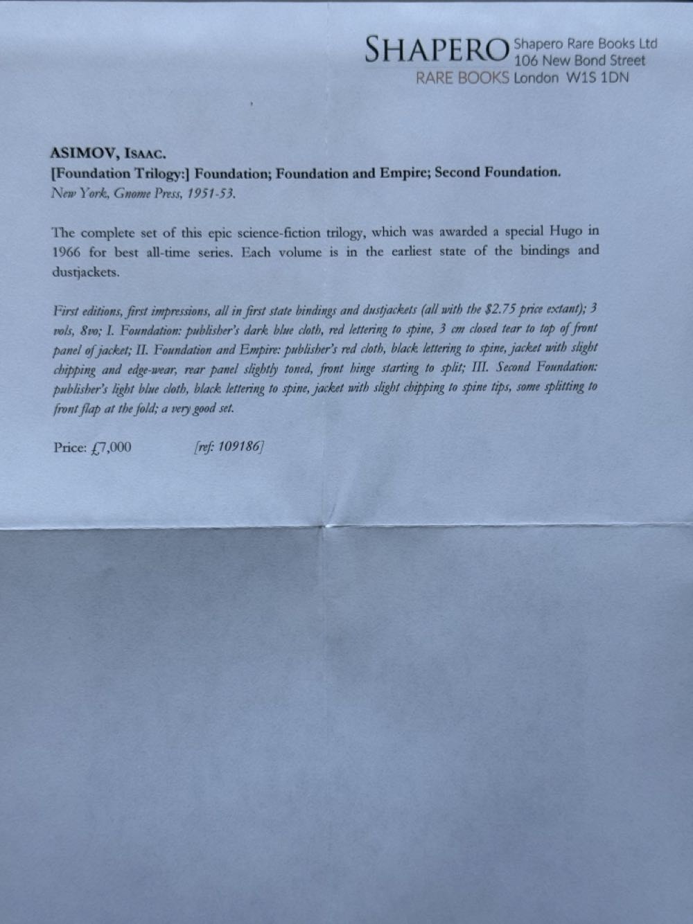 Second Foundation - Isaak Asimov (Gnome Press) book collectible - Main Image 2