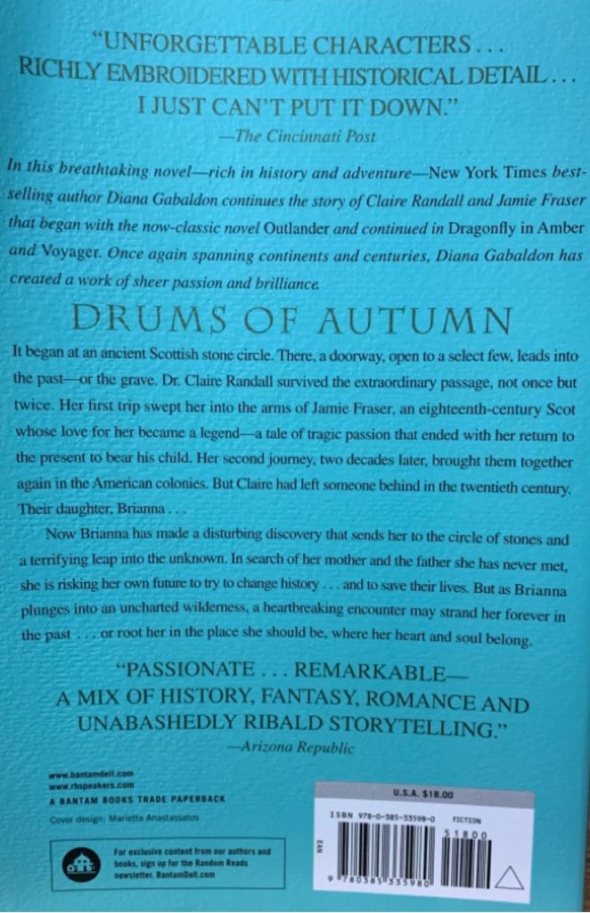 #4: Drums Of Autumn - Diana Gabaldon (Delta Fiction - Paperback) book collectible [Barcode 9780385335980] - Main Image 2