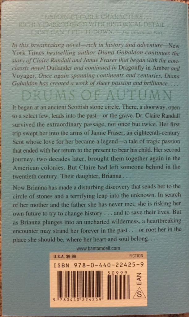 Drums Of Autumn - Diana Gabaldon (Dell Fiction - Paperback) book collectible [Barcode 9780440224259] - Main Image 2