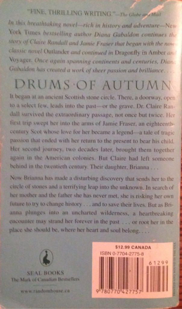 Drums Of Autumn - Diana Gabaldon (Dell Pulishing - Paperback) book collectible [Barcode 9780770427757] - Main Image 2