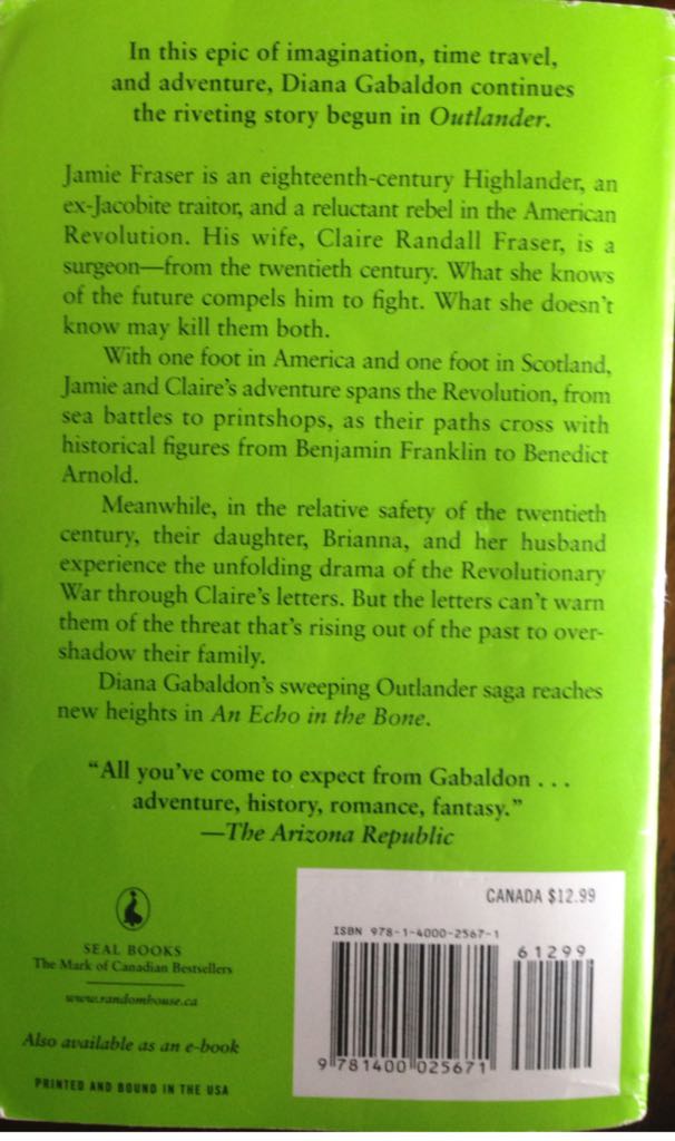 An Echo in the Bone - Diana Gabaldon (Seal Books - Paperback) book collectible [Barcode 9781400025671] - Main Image 2
