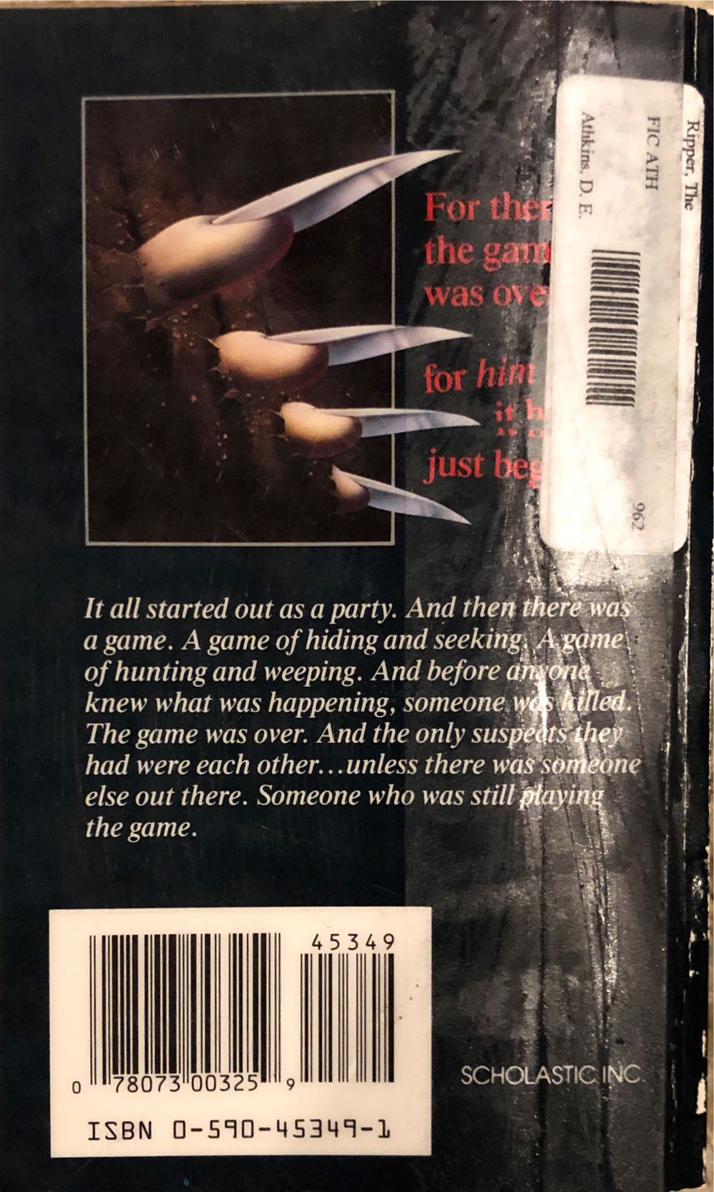 The Ripper - D.E. Athkins (Scholastic - Paperback) book collectible [Barcode 9780590453493] - Main Image 2