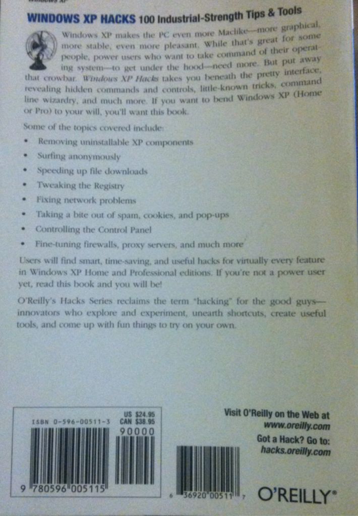 Windows XP Hacks  (”O’Reilly Media, Inc.”) book collectible [Barcode 9780596005115] - Main Image 2