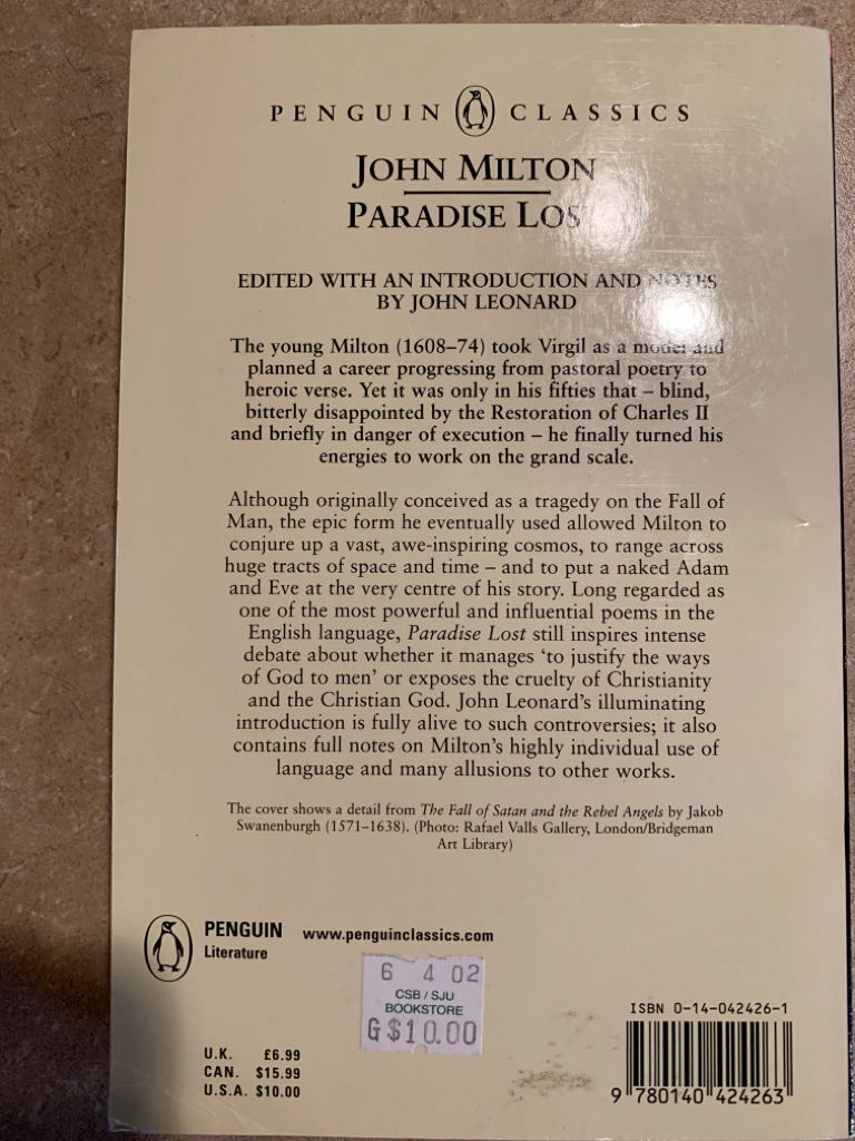 Paradise Lost - John Milton (Tantor Media Inc - Audiobook) book collectible [Barcode 9780140424263] - Main Image 2