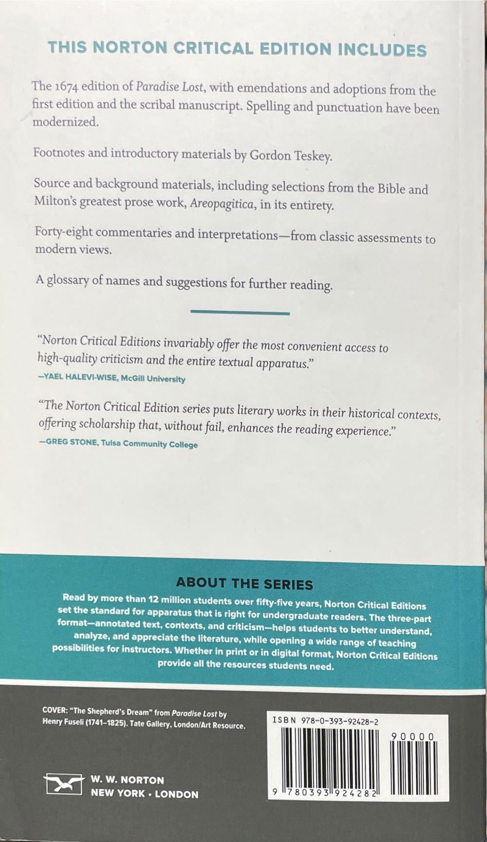 Paradise Lost - J.A. Jance (A Norton Critical Edition - Paperback) book collectible [Barcode 9780393924282] - Main Image 2