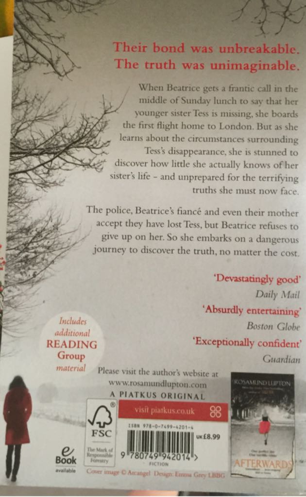 Sister - Rosamund Lupton (Piatkus - Paperback) book collectible [Barcode 9780749942014] - Main Image 2