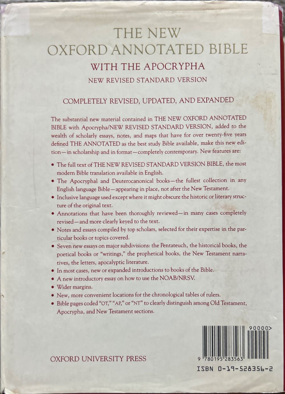 Bible, The New Oxford Annotated with The Apochrypha - Bible (Oxford University Press - Hardcover) book collectible [Barcode 9780195283563] - Main Image 2