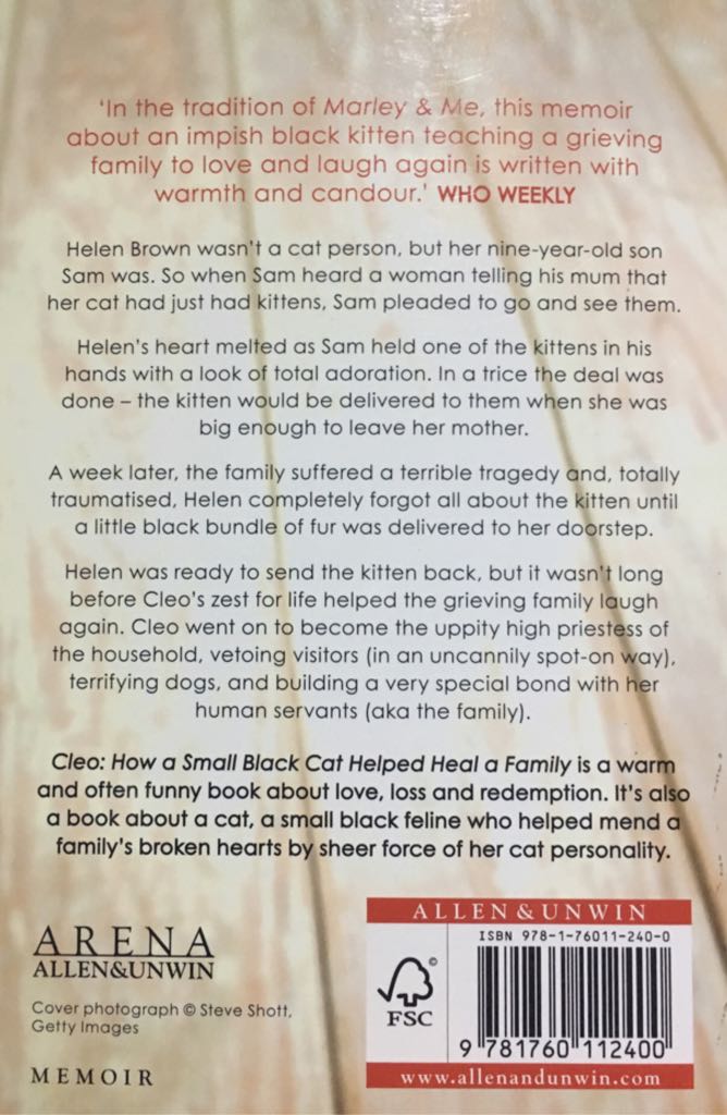 Cleo - Helen Brown (Arena books - Paperback) book collectible [Barcode 9781760112400] - Main Image 2