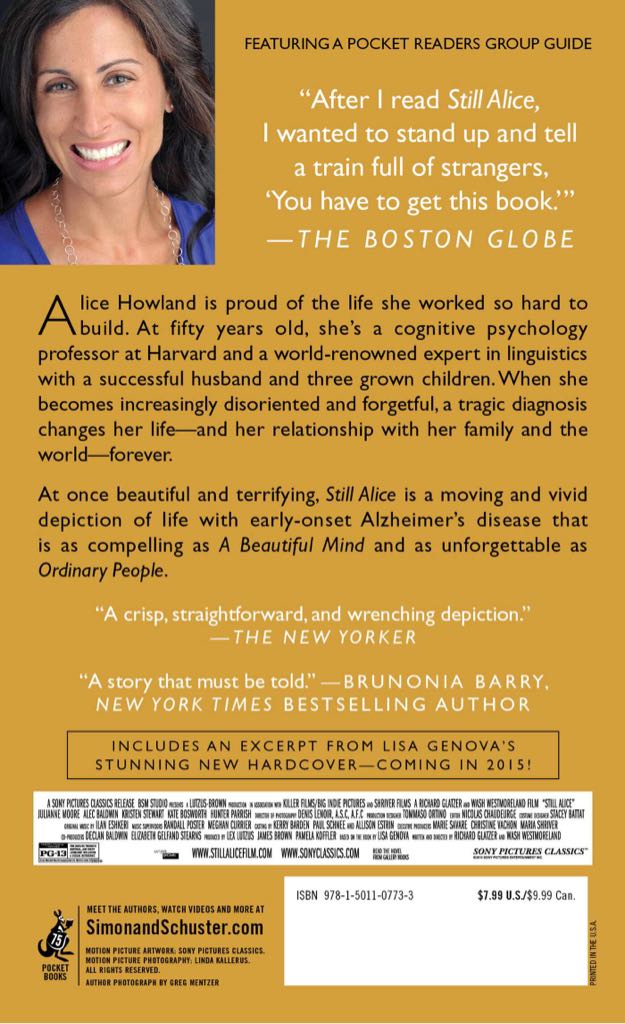 Still Alice - Lisa Genova (Gallery Books - Kindle) book collectible [Barcode 9781501106422] - Main Image 2