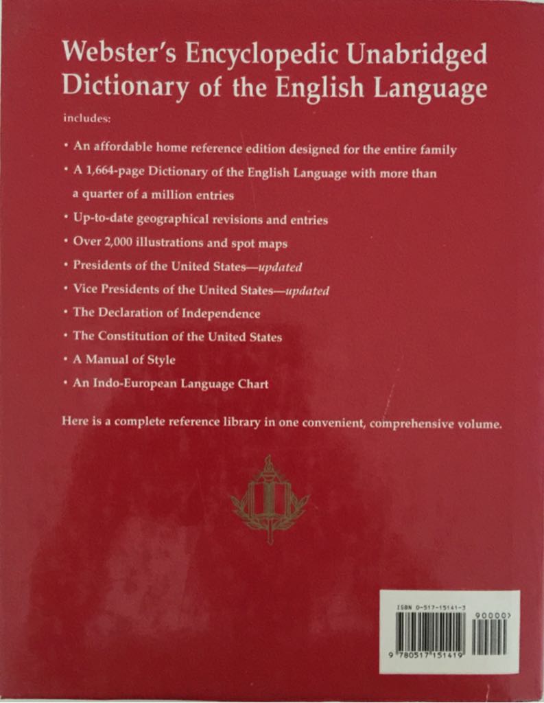 Websters Encyclopedic Unabridged Dictionary - Merriam-Webster book collectible [Barcode 9780517151419] - Main Image 2