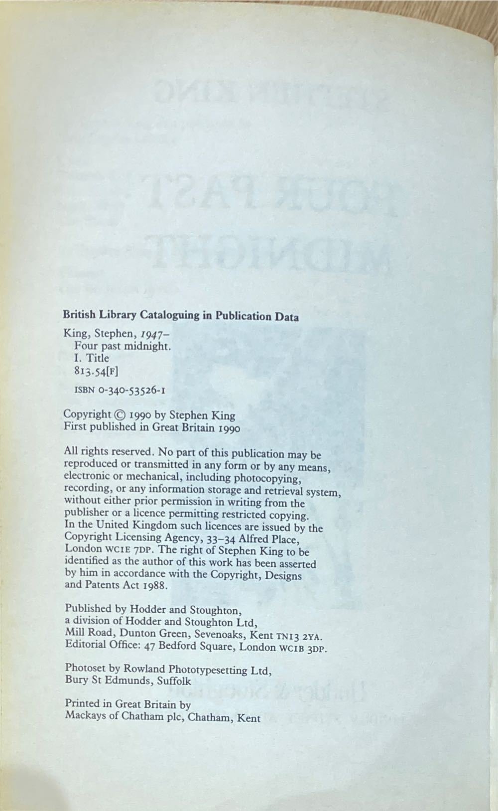 Four Past Midnight - Stephen King (Viking - Hardcover) book collectible [Barcode 9780340535264] - Main Image 3