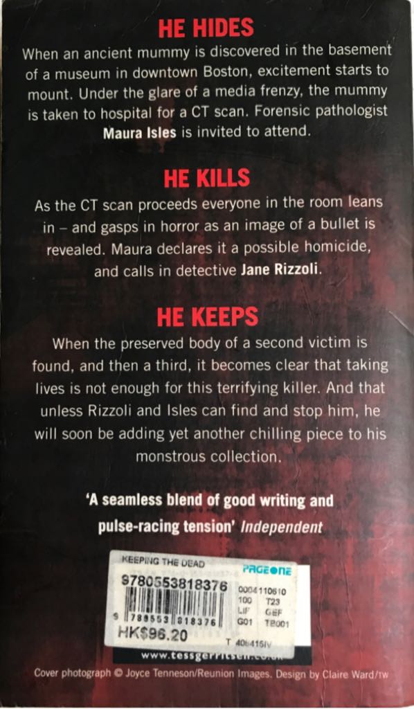 Keeping The Dead - Tess Gerritsen (Bantam Books - Paperback) book collectible [Barcode 9780553818376] - Main Image 2