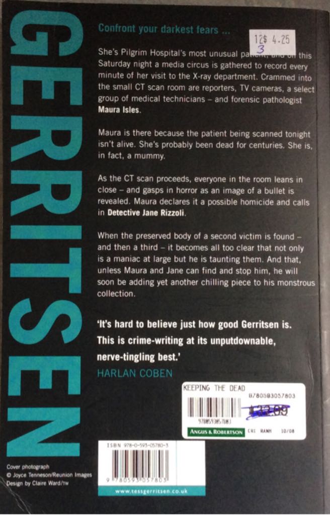 Keeping The Dead - Tess Gerritsen (Bantam Press - Trade Paperback) book collectible [Barcode 9780593057803] - Main Image 2