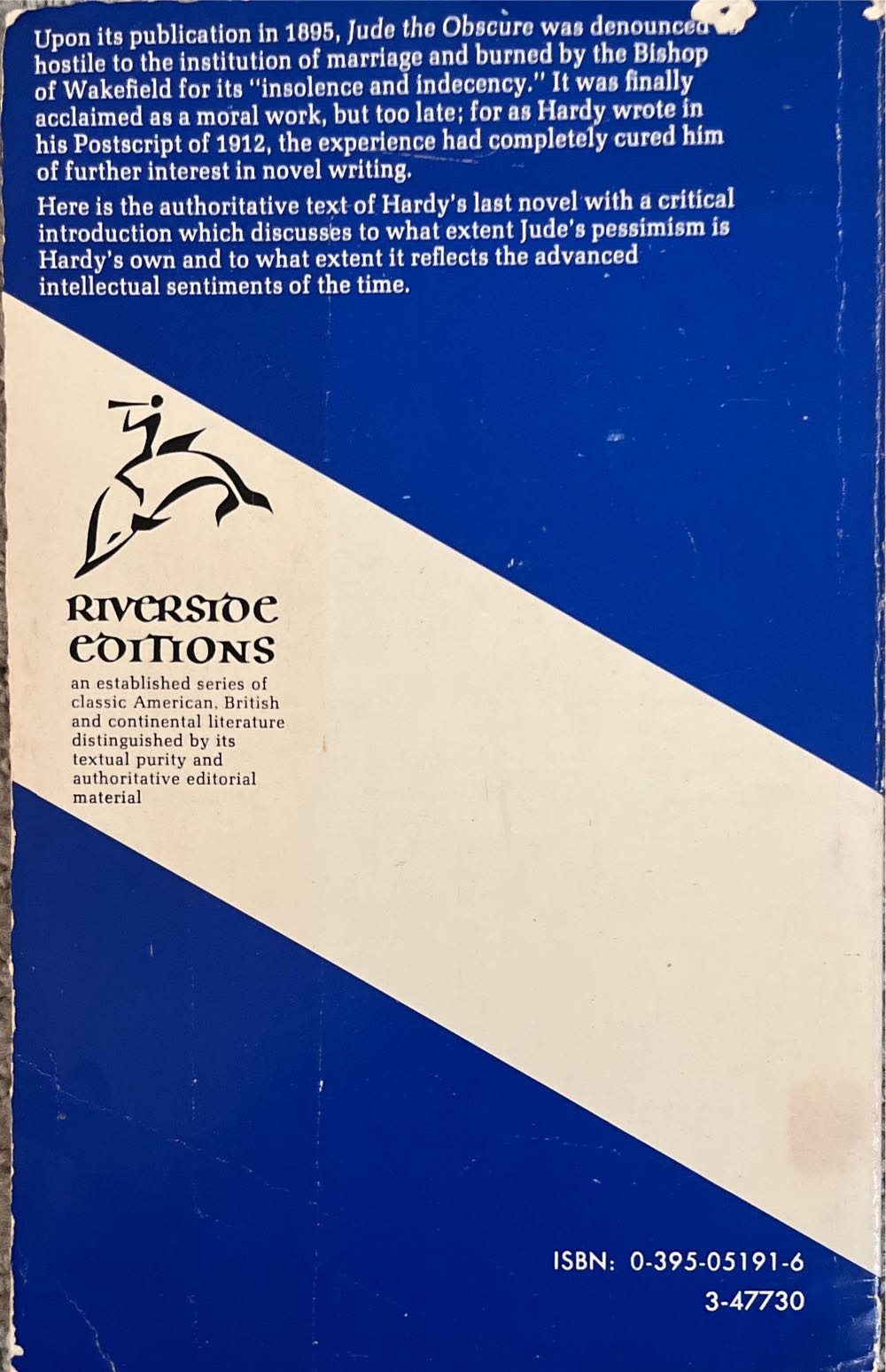 Jude The Obscure - Thomas Hardy (Houghton Mifflin Co) book collectible [Barcode 9780395051917] - Main Image 2