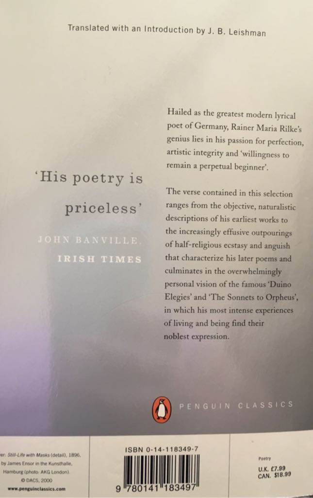 Selected Poems - Rainer Maria Rilke (Penguin) book collectible [Barcode 9780141183497] - Main Image 2